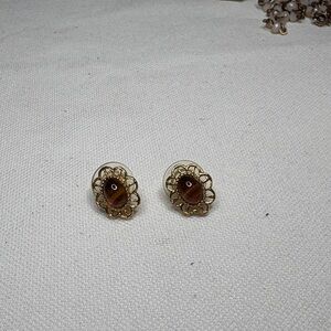 Vintage-Inspired Gold and Brown Earrings